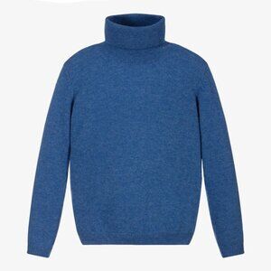 BLUE WOOL ROLL NECK SWEATER